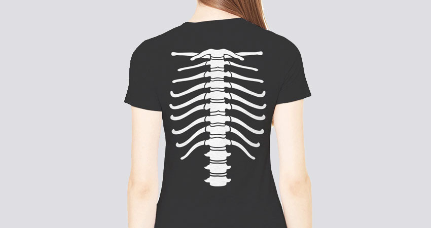 skeleton graphic tees back